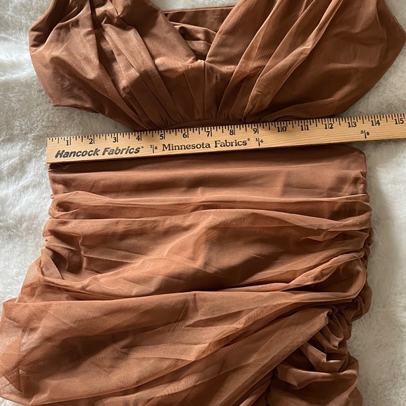 NEW! AKIRA ALWAYS A SLAY THIS‎ WAY LOW V NECK MIDI DRESS in LIGHT BROWN SIZE L - Picture 13 of 16